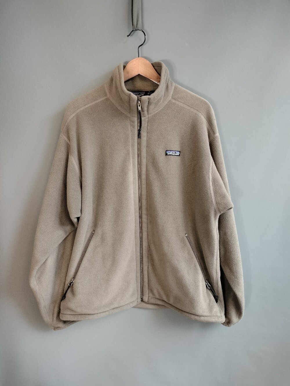 patagonia synchilla zip jacket, vintage y2k 2001, mushroom green medium large